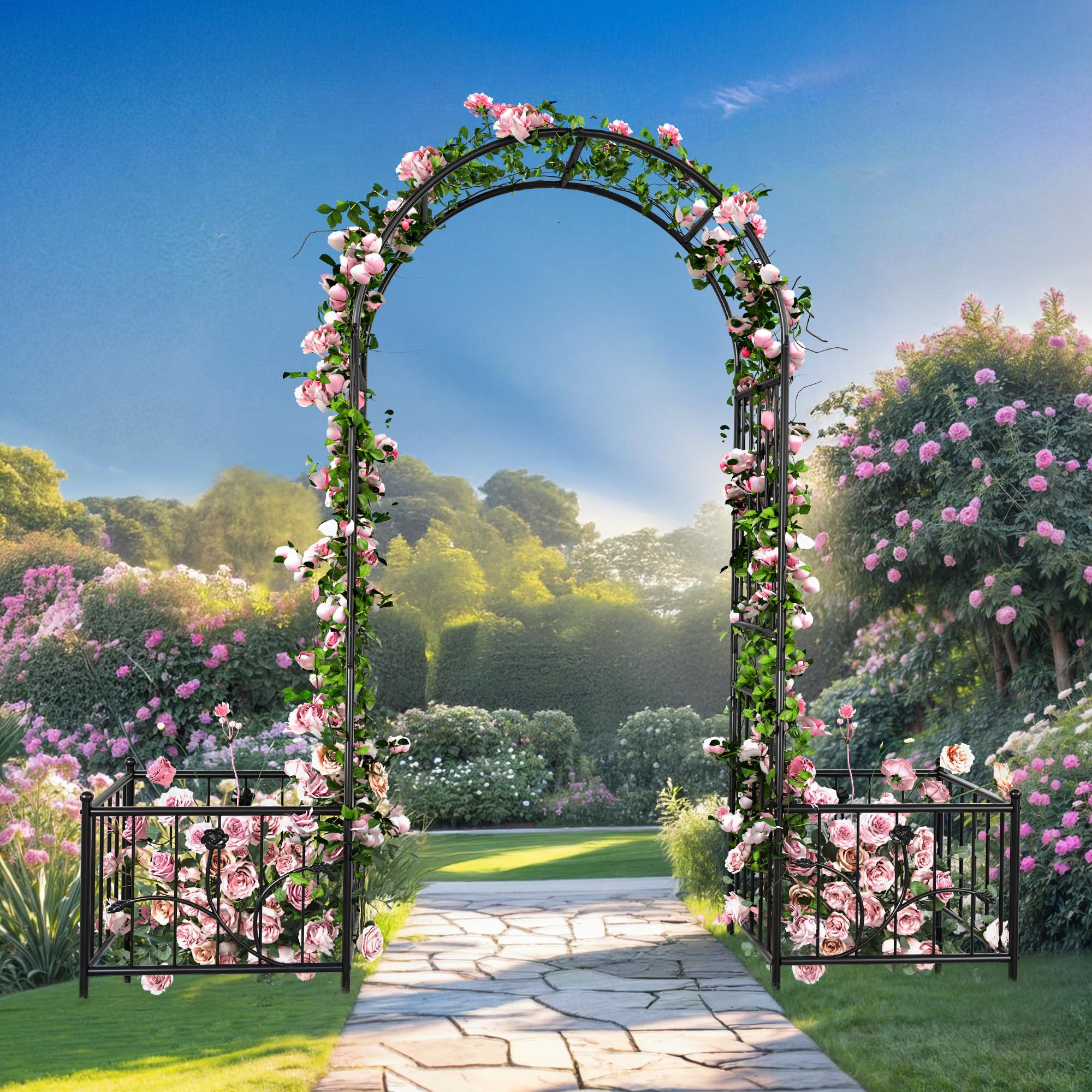 Ultym assembled arch with flowers demonstrating decorative potential