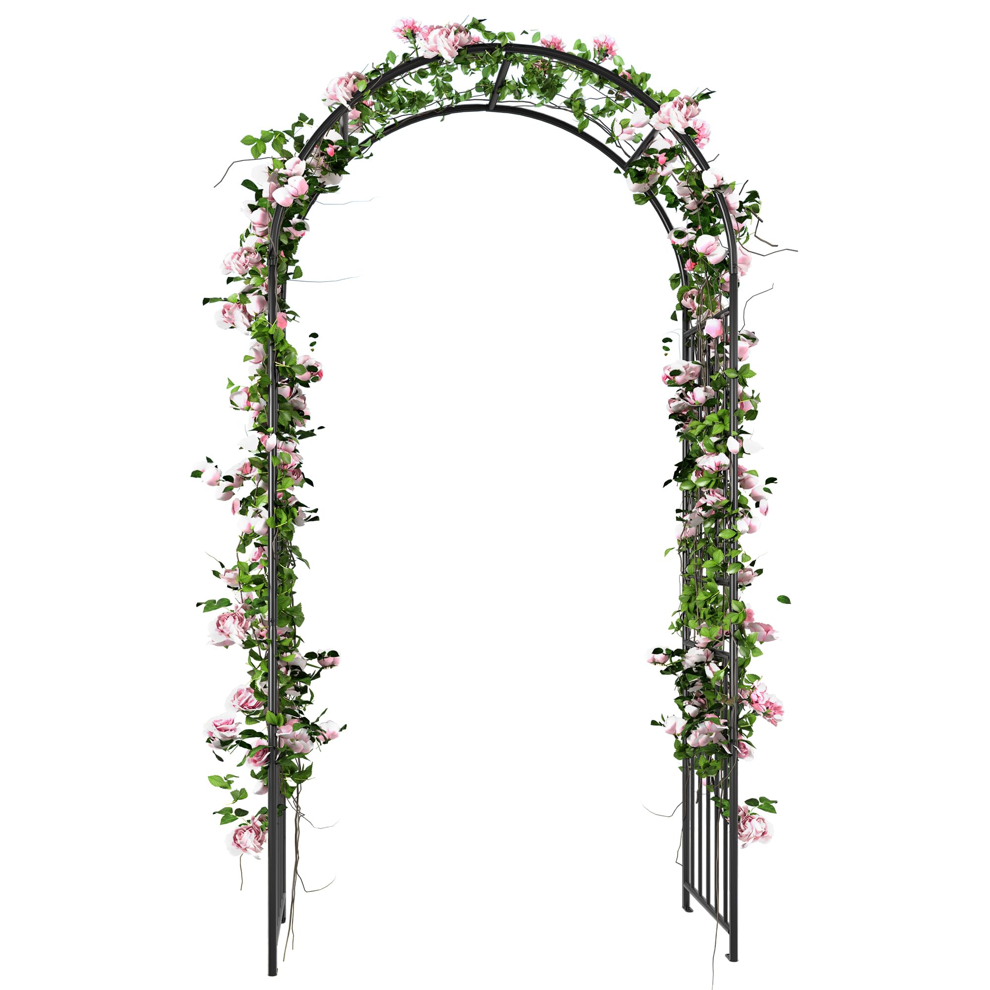 Ultym front view of black metal arch showing elegant entrance and durability
