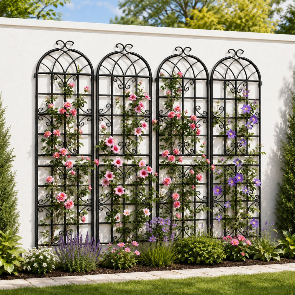 Ultym trellis front view showing butterfly arch and decorative support benefit