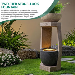 Ultym top basin used as planter and birdfeeder adding function and visual interest