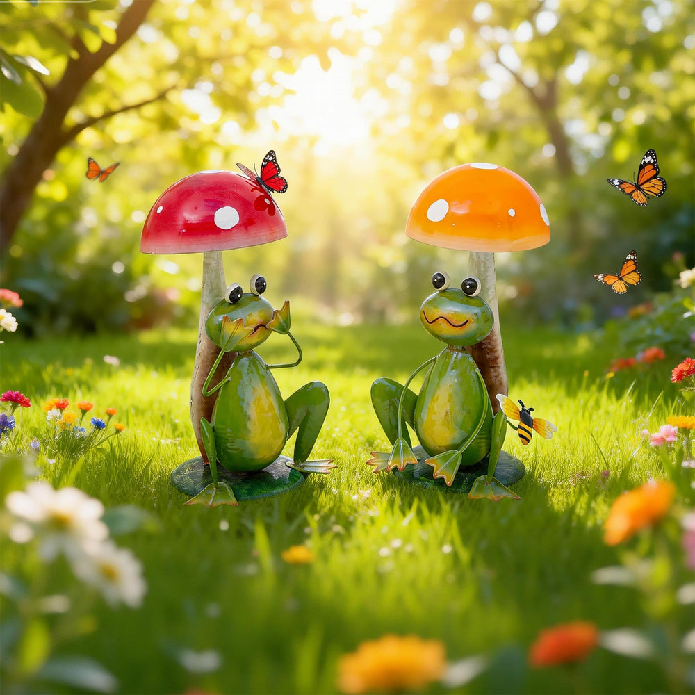 Ultym front view of frog pair showing playful charm and durable finish