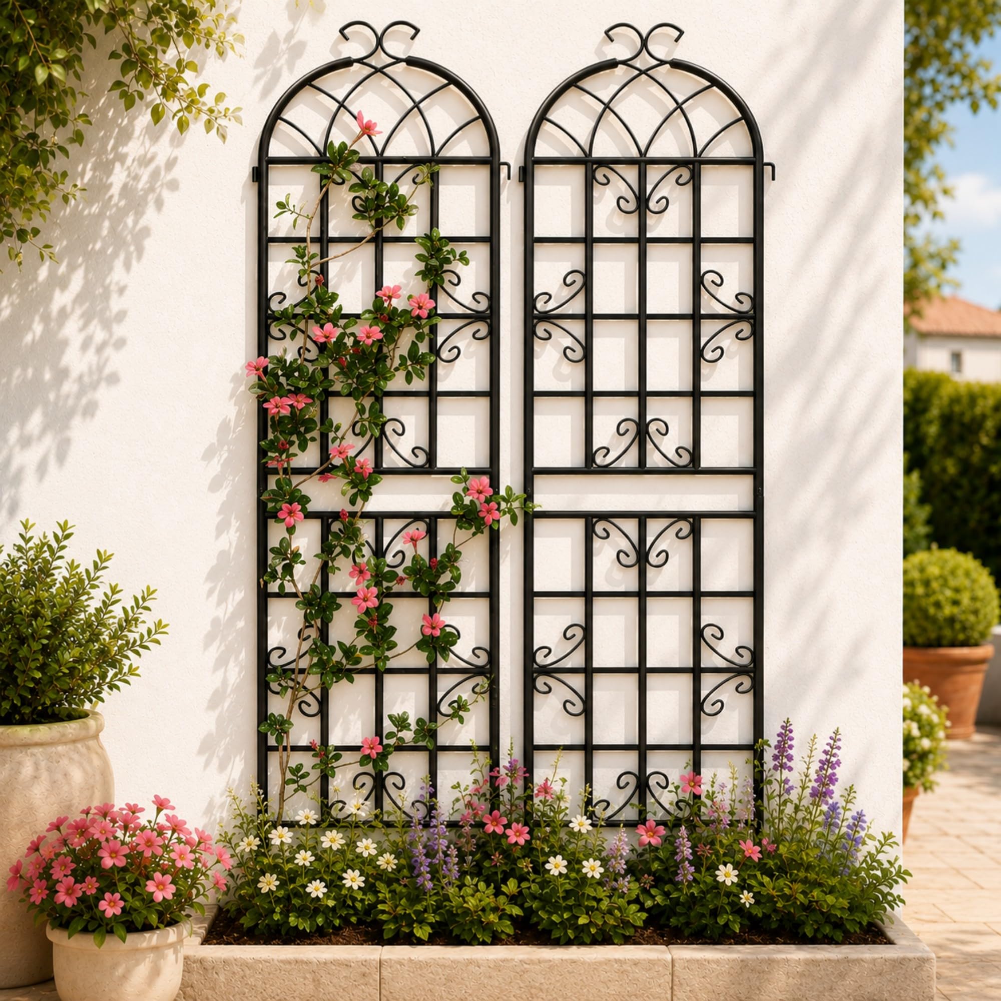 Ultym front view trellis showcasing butterfly design and elegant plant support