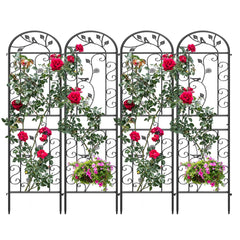 Ultym front view of four trellises showing elegant garden styling and vertical support