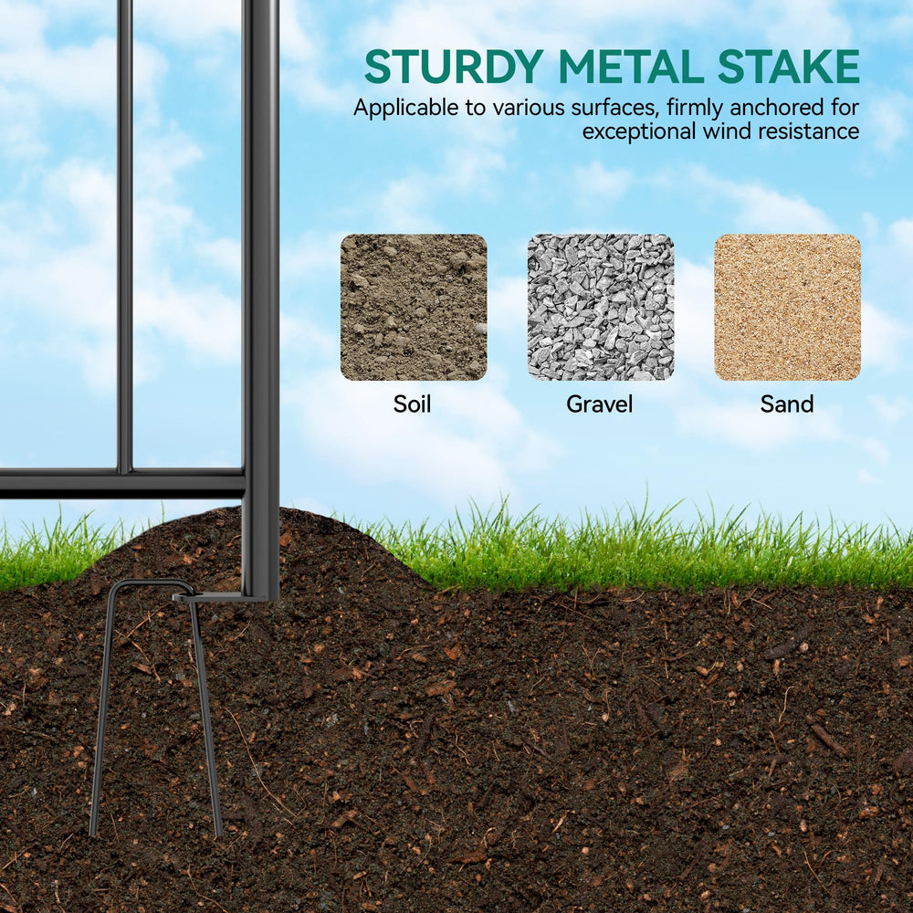 Ultym ground stake anchored into soil showing secure installation