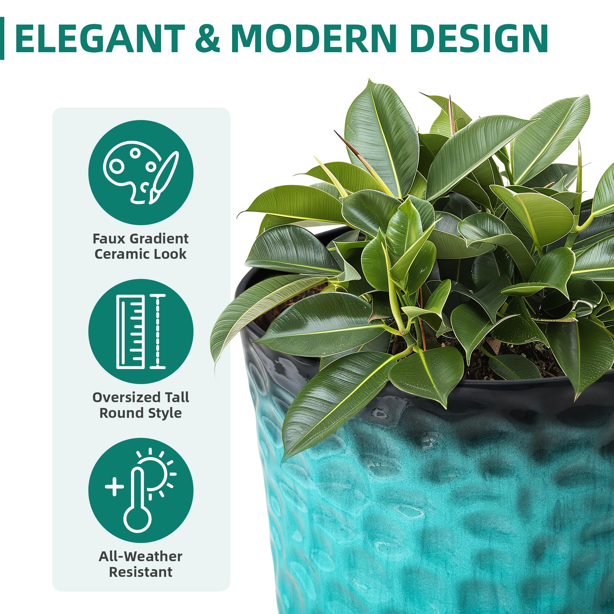 Ultym planter beside chair to show 24-inch height and size guidance