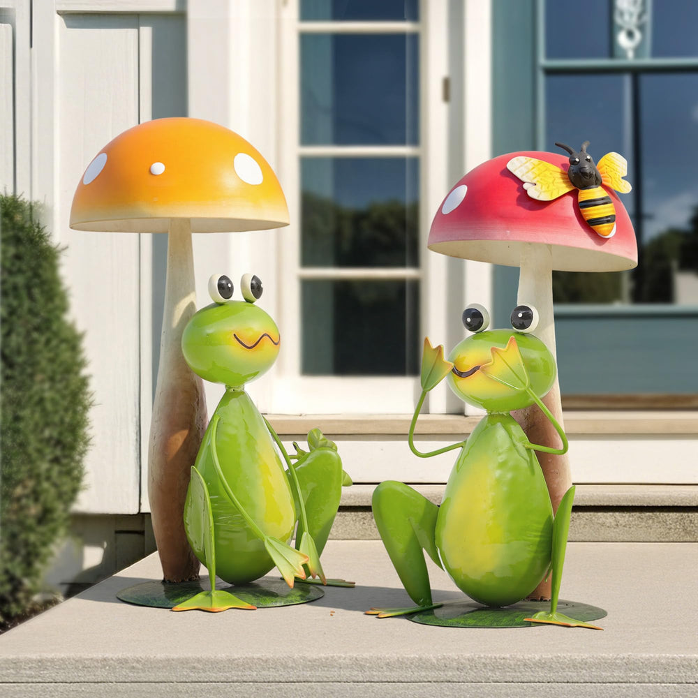Ultym in-garden styling with frogs among flowers adding focal interest