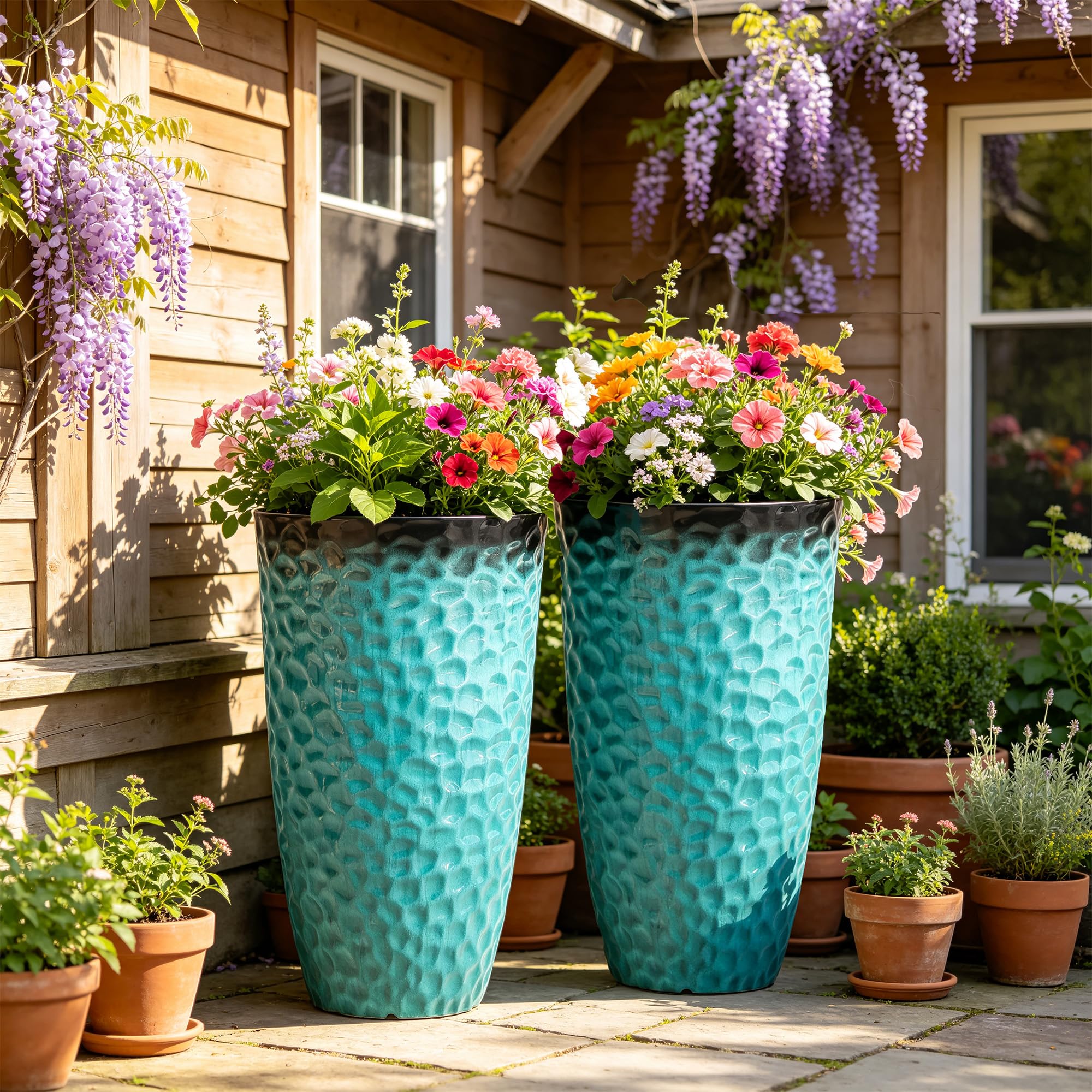 Ultym balcony display with plants demonstrating compact vertical impact