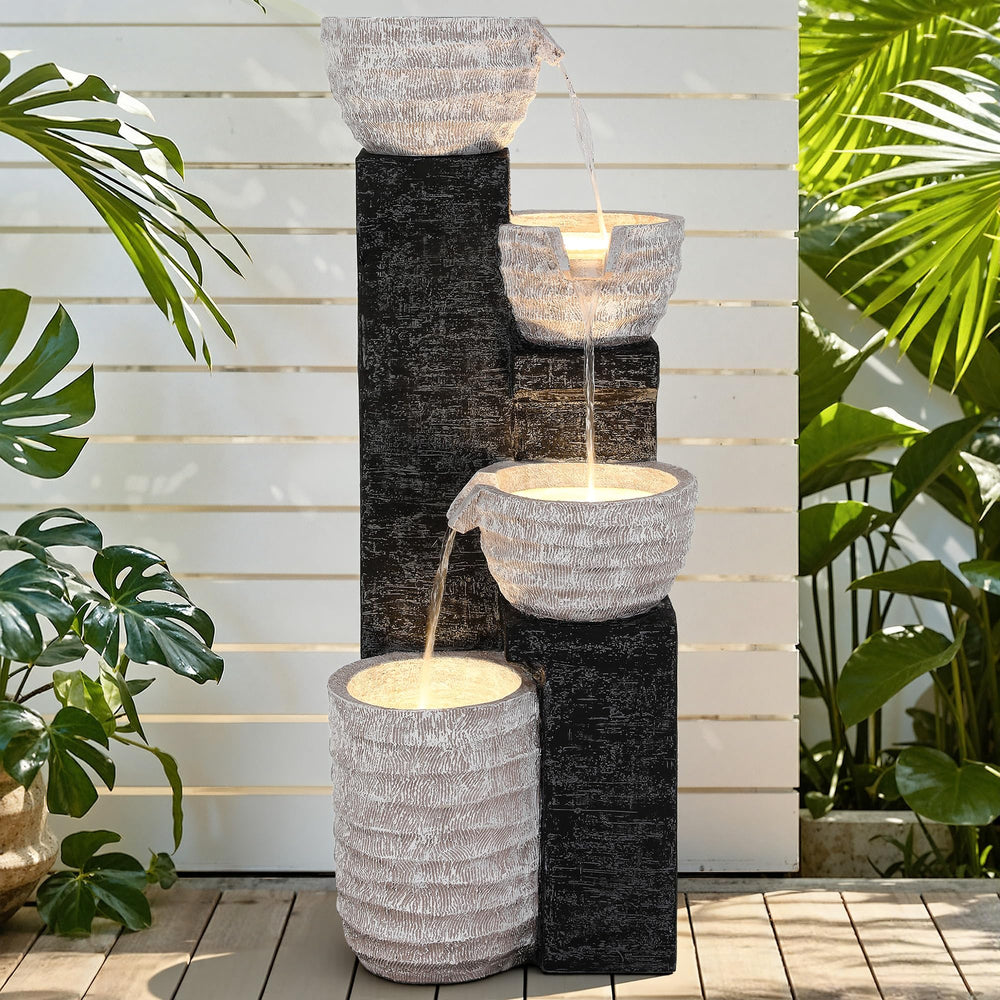 Ultym lifestyle patio setting demonstrating how fountain enhances outdoor space