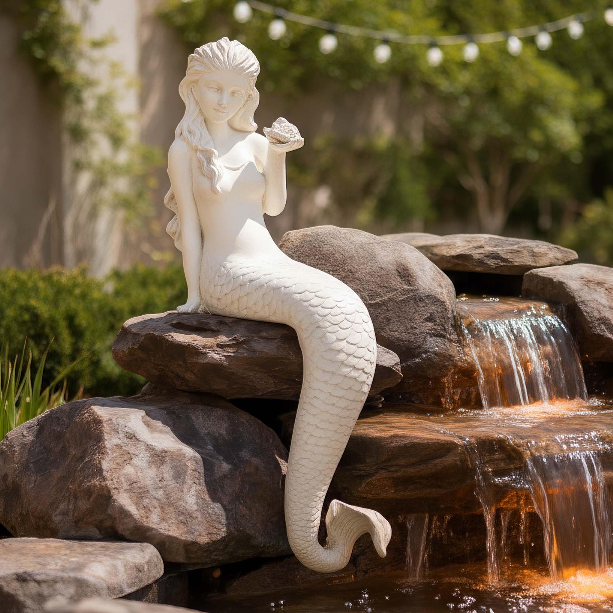 Ultym mermaid side detail of hair and scales highlighting sculpted texture