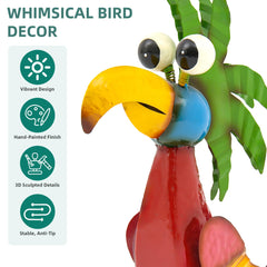 Ultym metal parrot side profile highlighting sturdy metal construction and whimsical crest