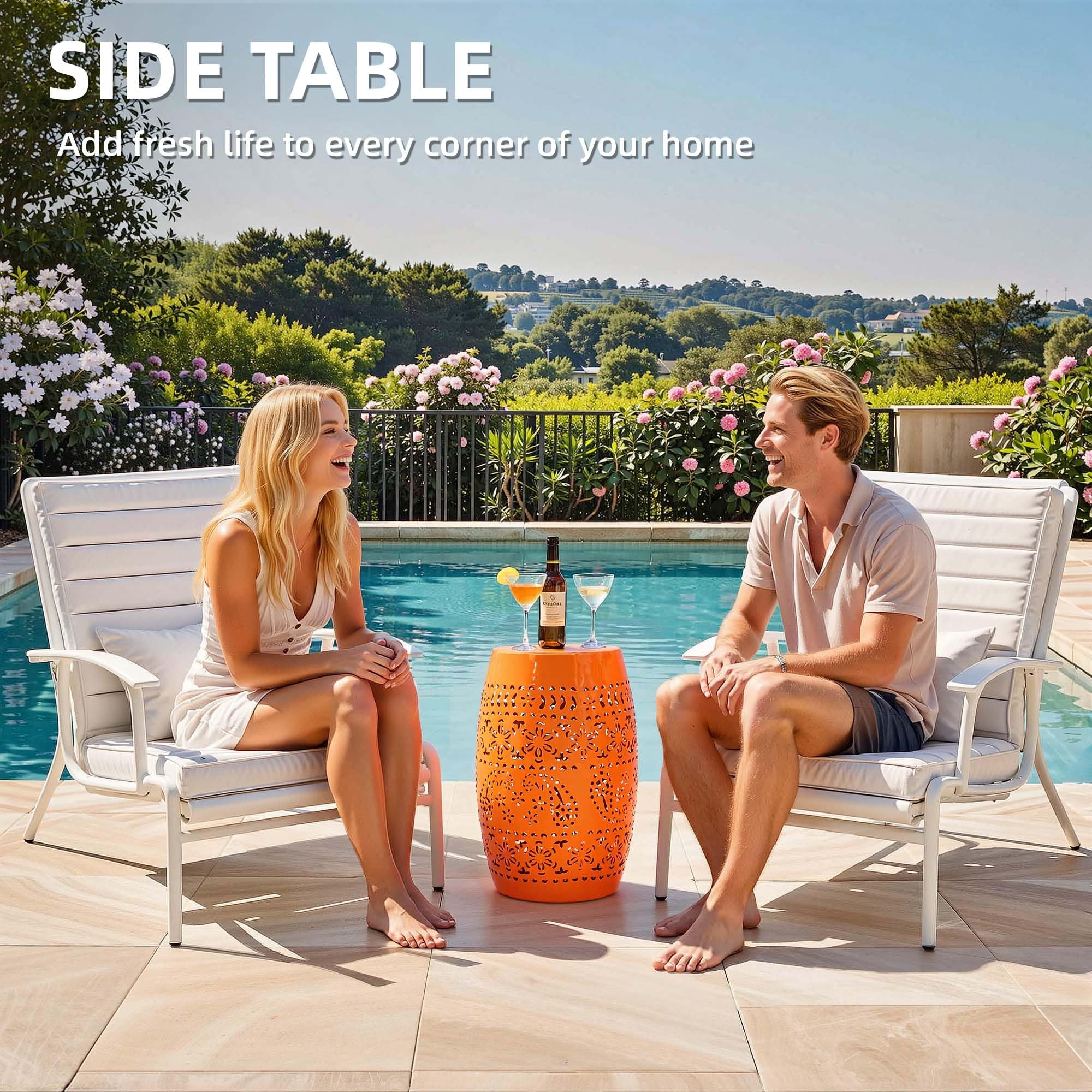 Ultym on patio setting illustrating outdoor use and weather-resistant benefit