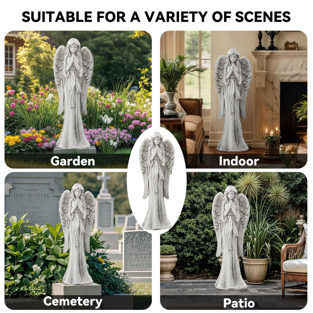 Ultym praying angel displayed indoors by a doorway showing decorative versatility benefit
