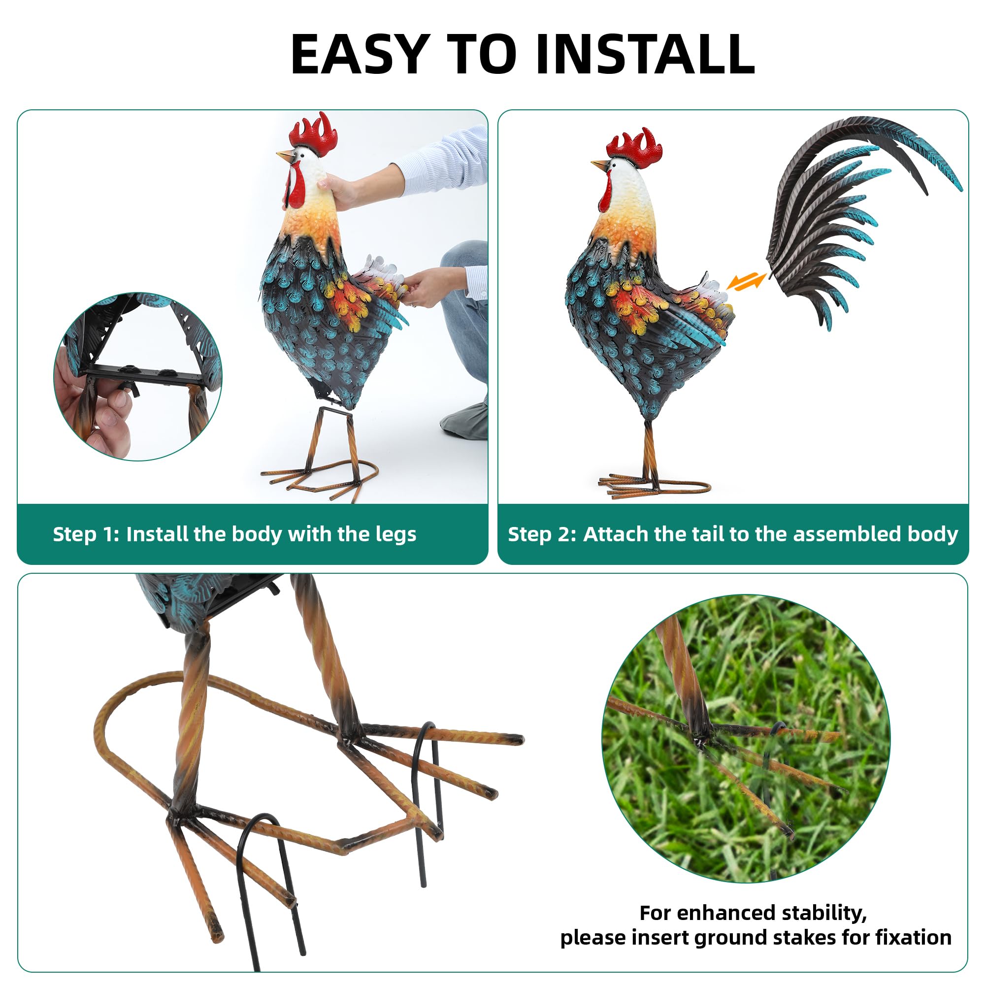 Ultym rooster hand-painted detail emphasizing artisan finish