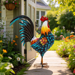 Ultym rooster side profile displaying tall posture and vibrant colors