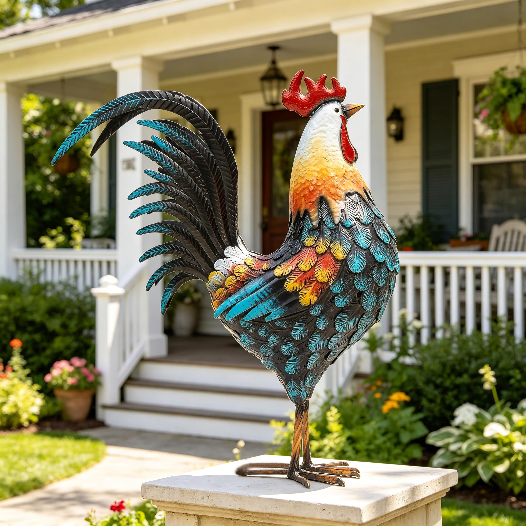 Ultym rooster base with U-shaped stakes for secure outdoor stability
