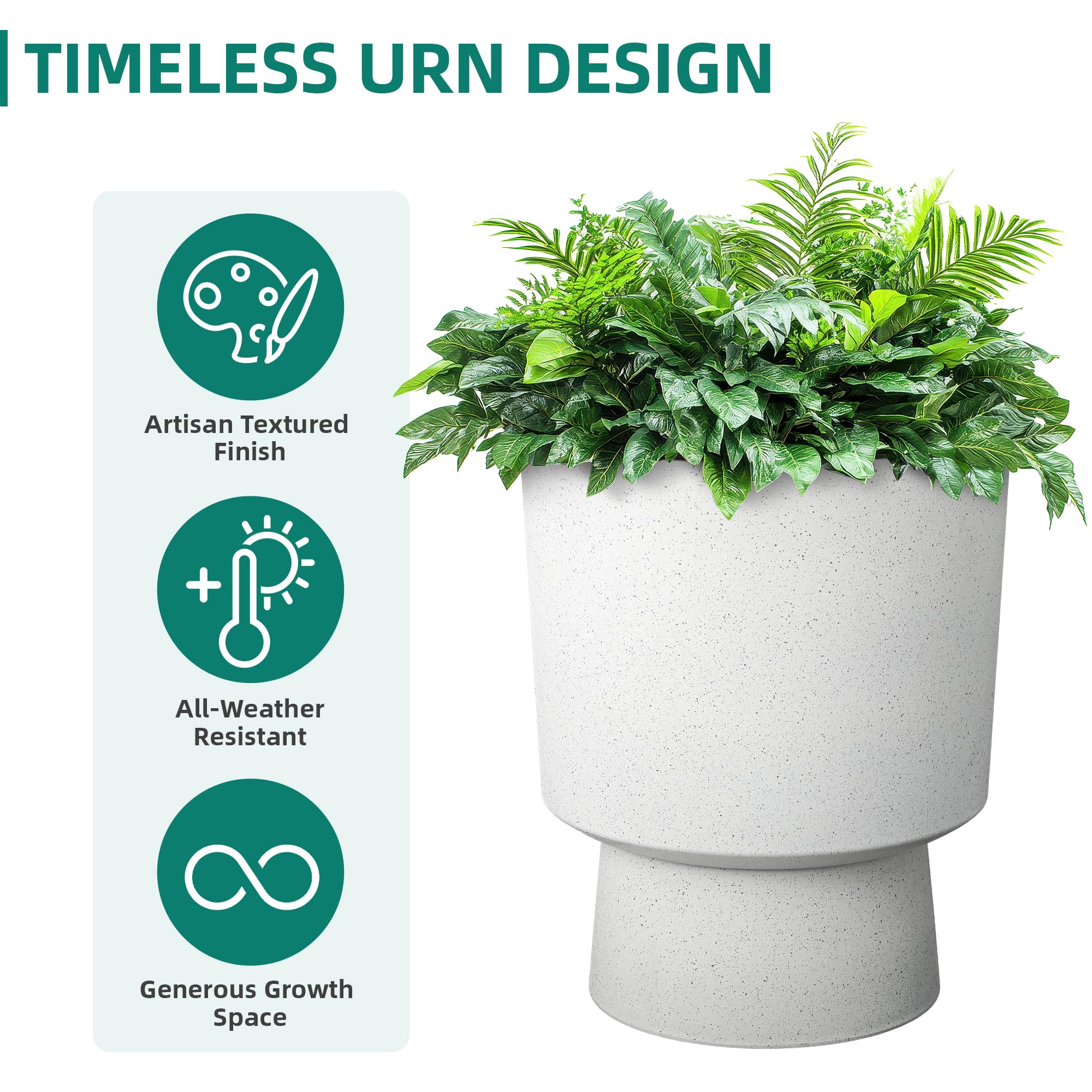 Ultym planter beside chair to show 16.75 inch scale and easy mobility benefit