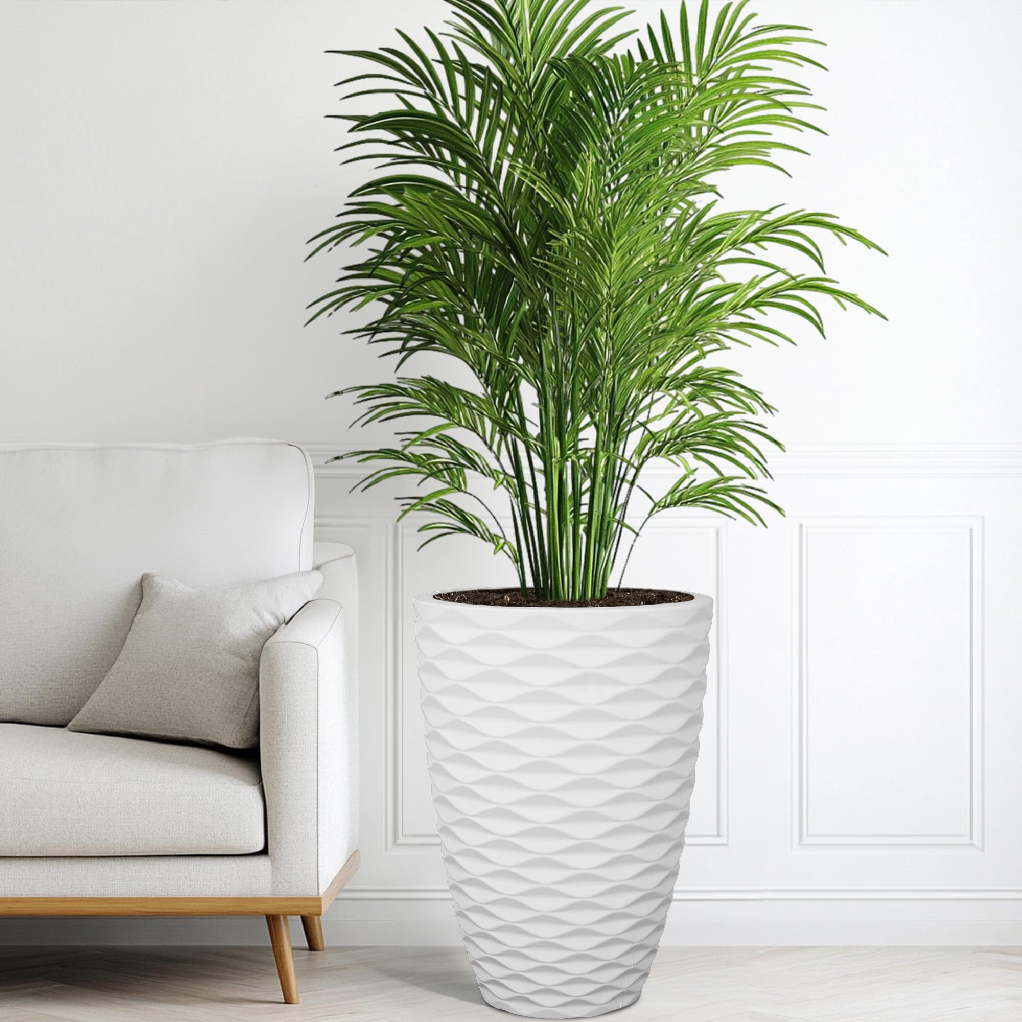 Ultym planter beside a chair for size comparison and easy repositioning