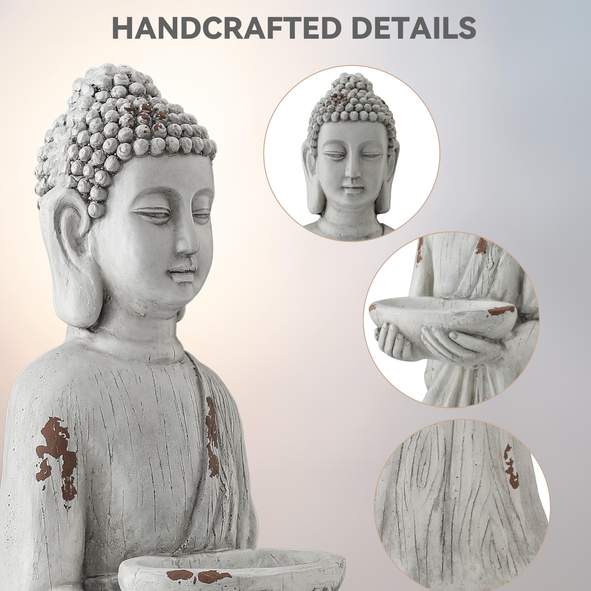 Ultym statue next to person for scale, demonstrating 42-inch stature