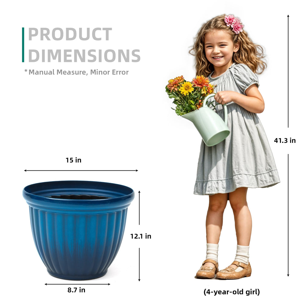 Ultym side profile illustrating 15-inch height and stable proportions for plants
