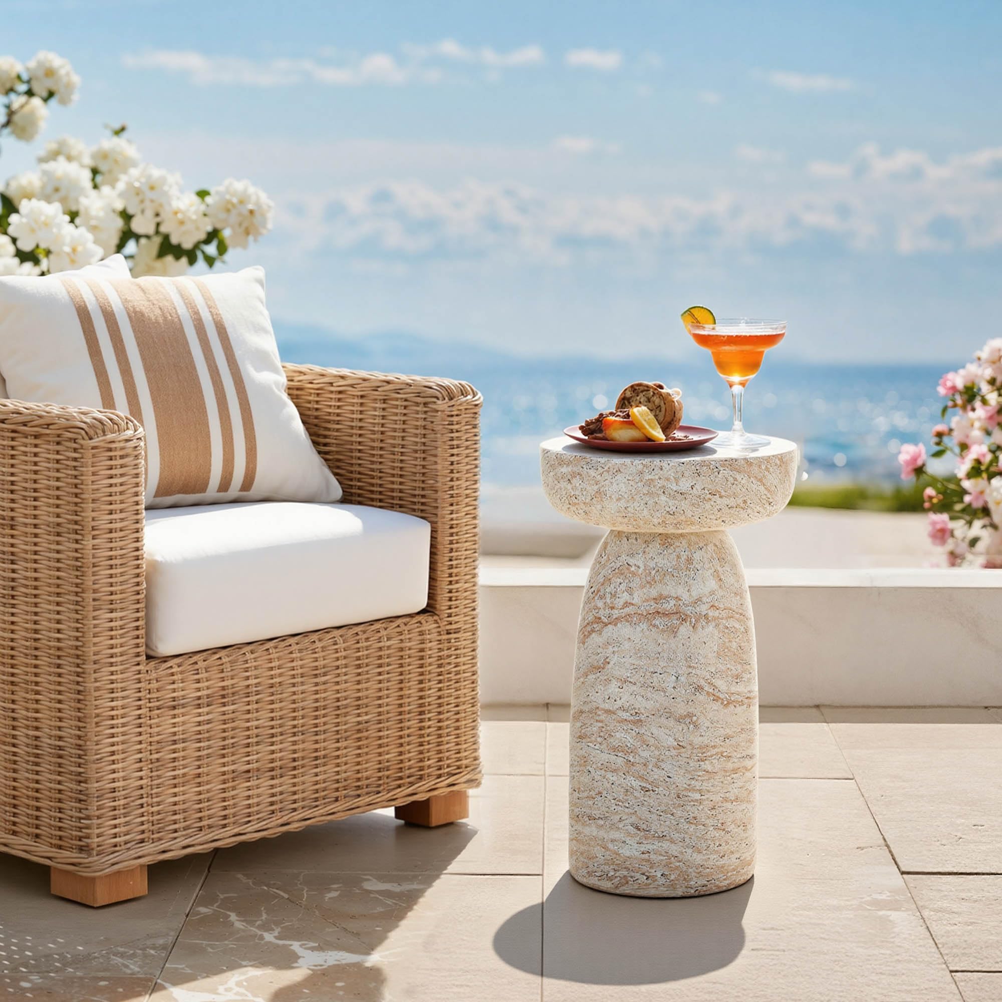 Ultym beside chair showing compact scale and space-saving benefit