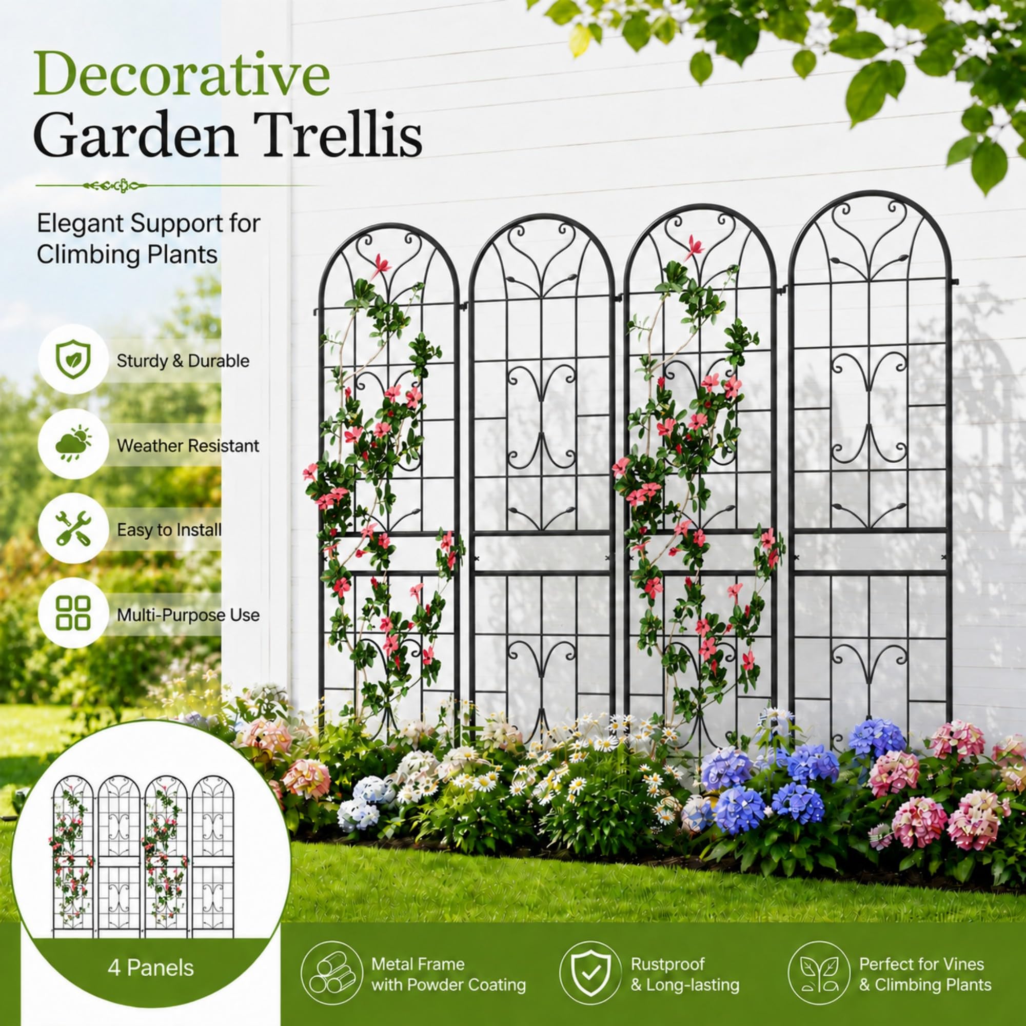 Ultym side view with person showing the trellis height and scale benefit
