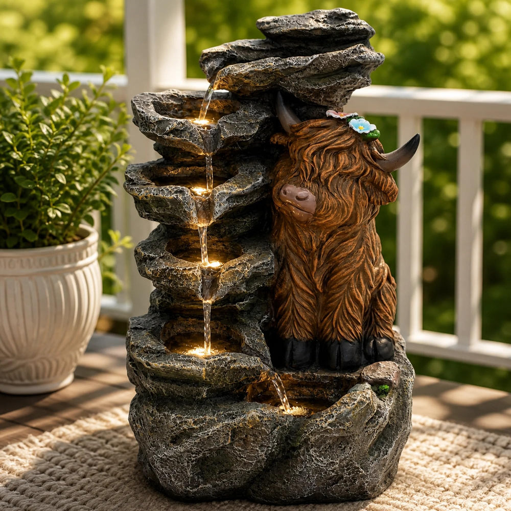 Ultym fountain on patio for scale and outdoor placement ideas