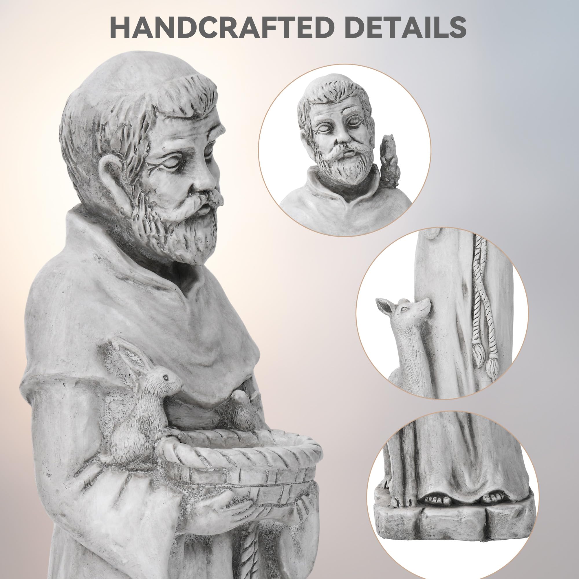Ultym St Francis side profile highlighting sculpted robes and graceful posture