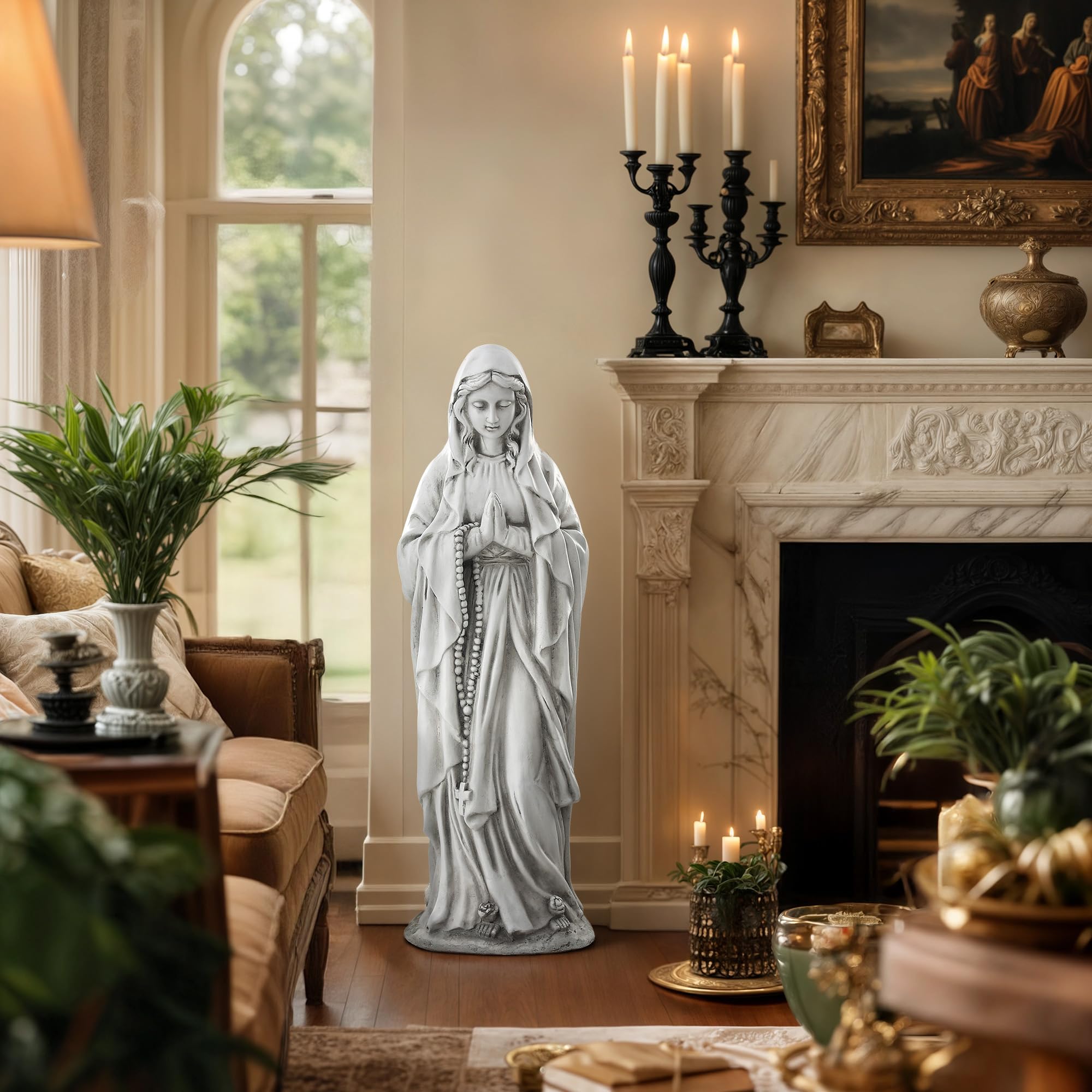 Ultym Virgin Mary side profile revealing realistic robe folds and craftsmanship