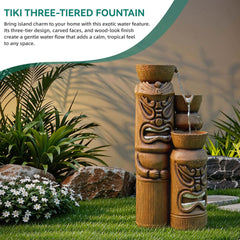 Ultym mid-shot of water cascading tiers showing layered flow and soothing sound benefit
