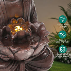 Ultym Zen Buddha closeup of cascading water showing flowing motion and soothing sound benefit