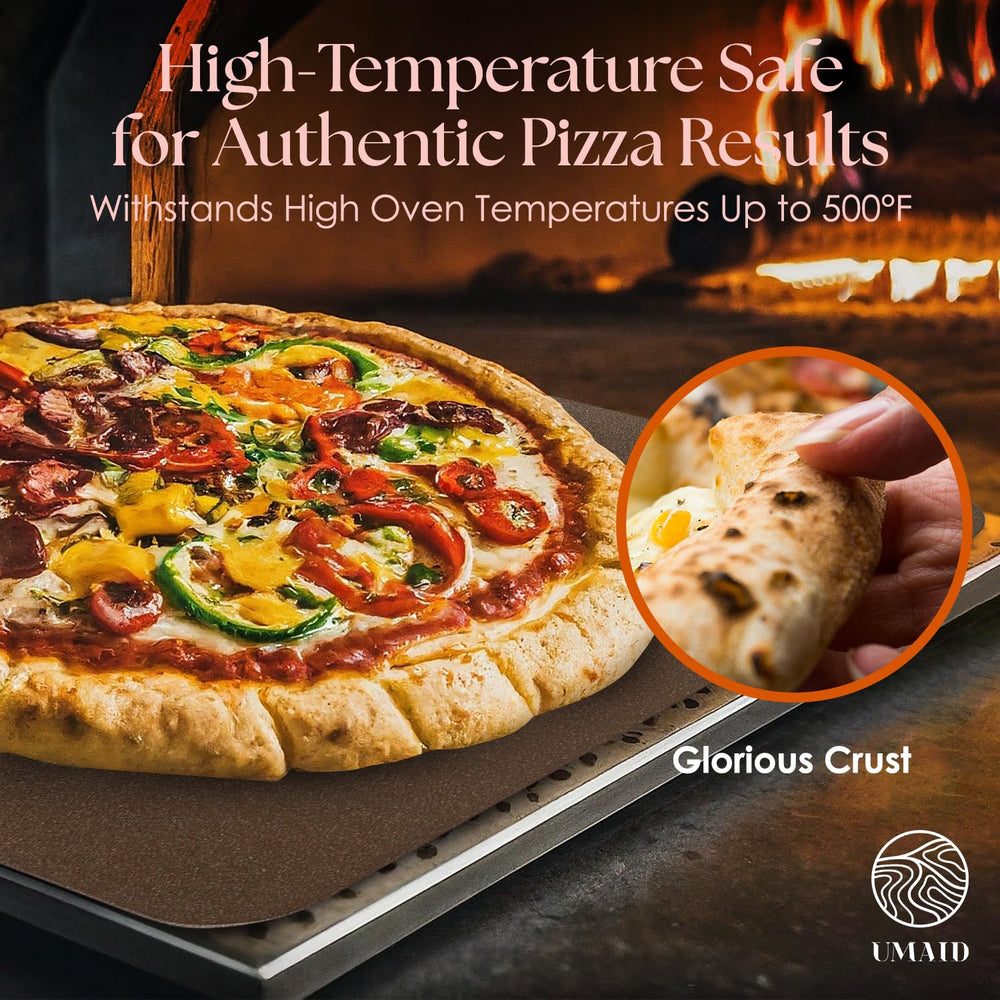 UMAID steel inside oven with pizza for fast crisping benefit