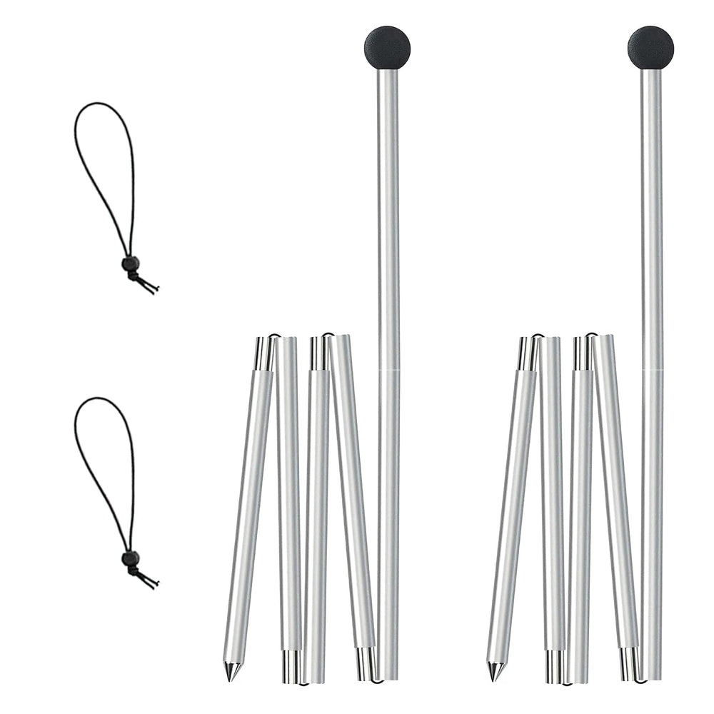 UMARDOO front view of folded aluminum poles showing portability and quick replacement benefit