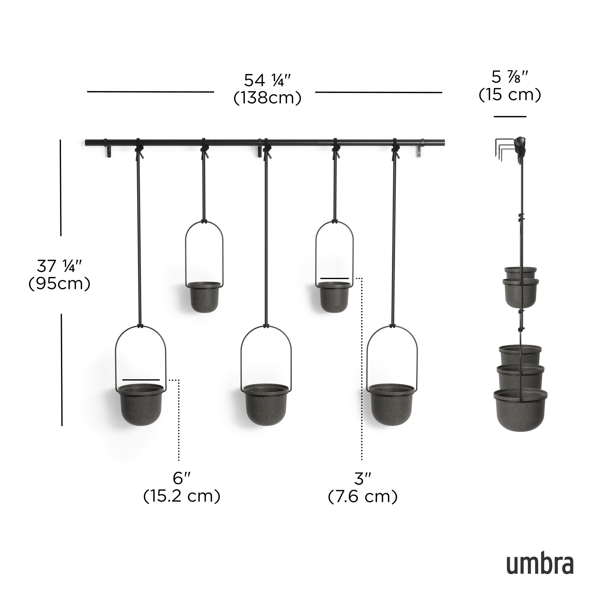 Umbra Triflora pot texture and recycled-plastic detail highlighting durable lightweight benefit