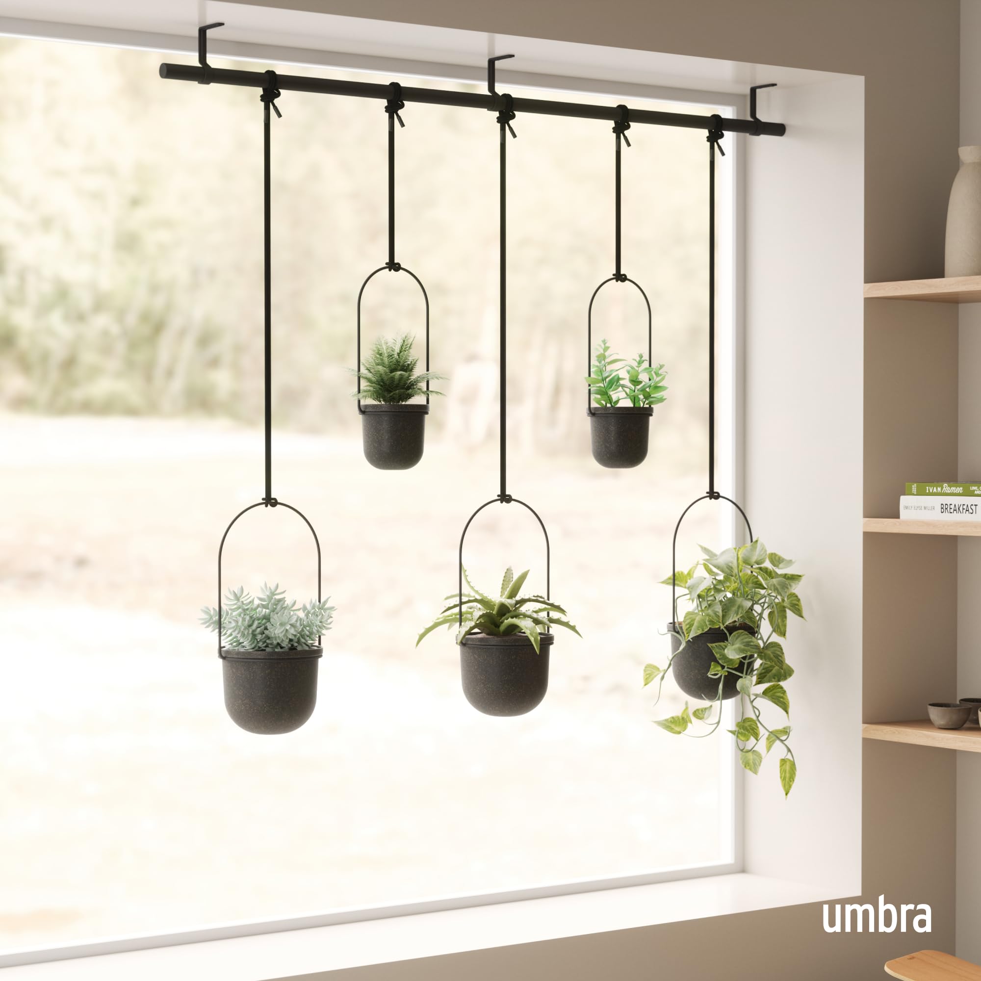 Umbra Triflora close-up of rope adjustment demonstrating easy repositioning benefit