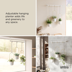 Umbra Triflora rope and rod detail demonstrating adjustable positioning for each pot