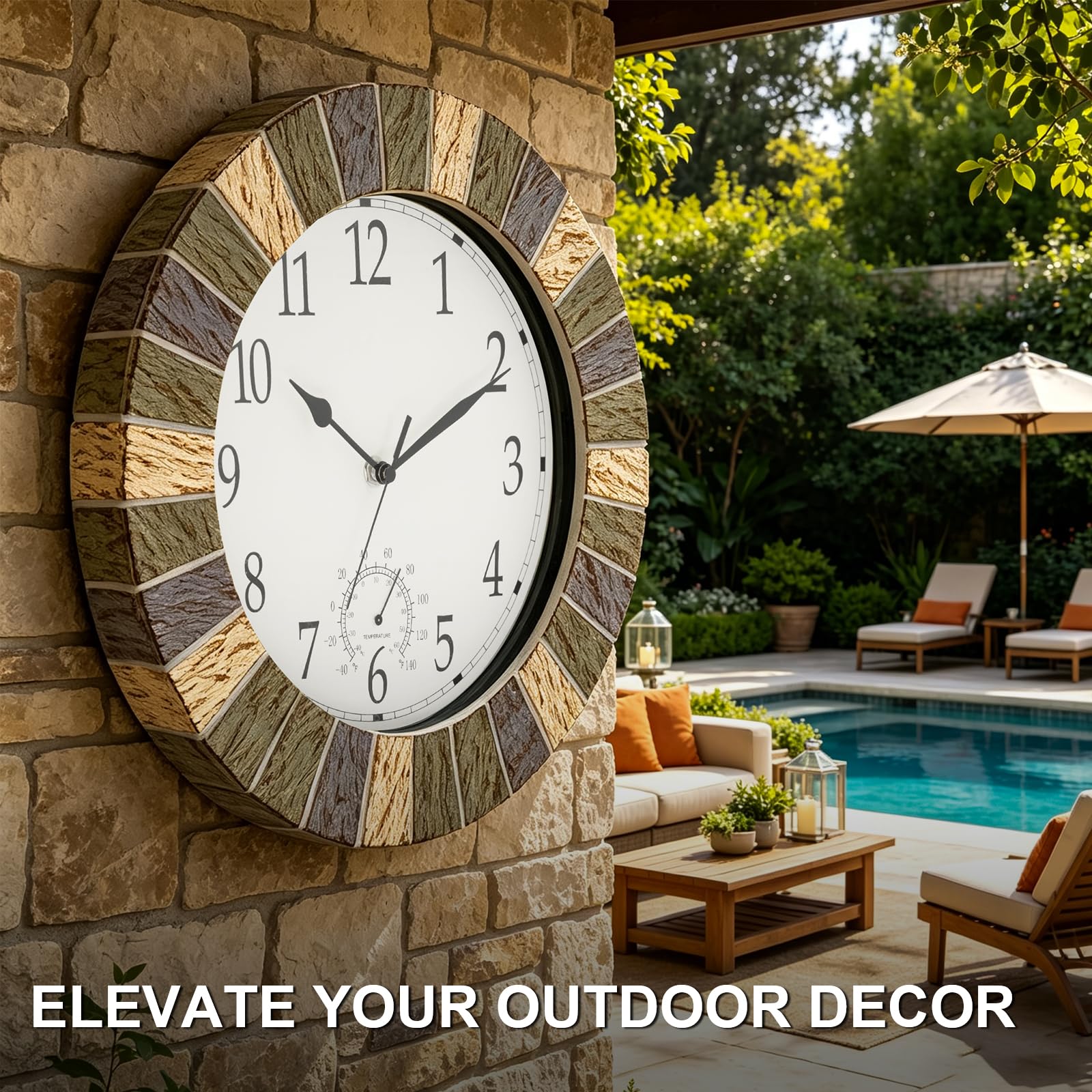 UMEXUS poolside outdoor setting offering durable time and temperature
