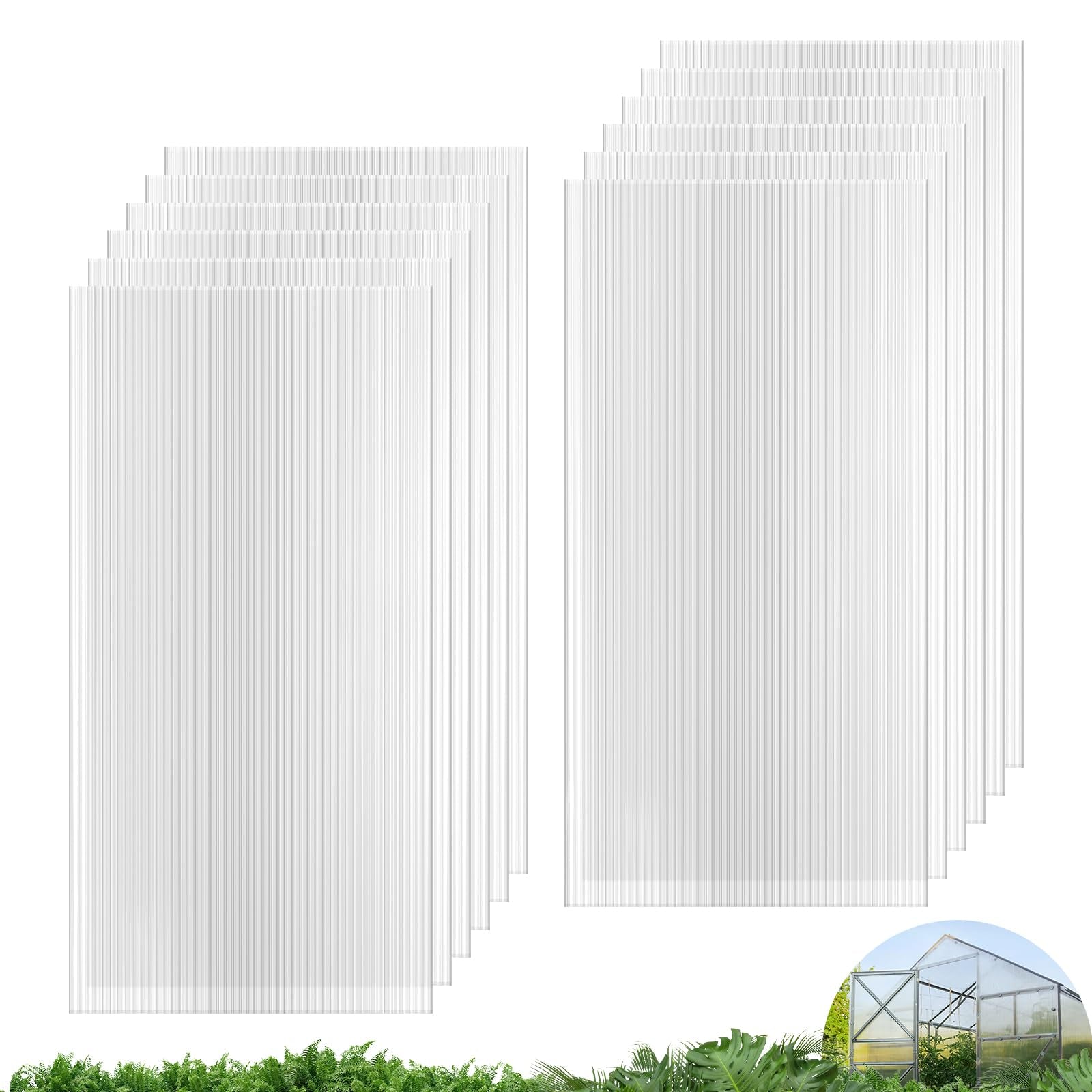 UMIG front-packaging view showing 12 clear greenhouse panels and benefits