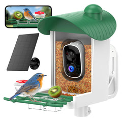UMOCUOY front view of feeder showing camera and weatherproof housing for clear watching