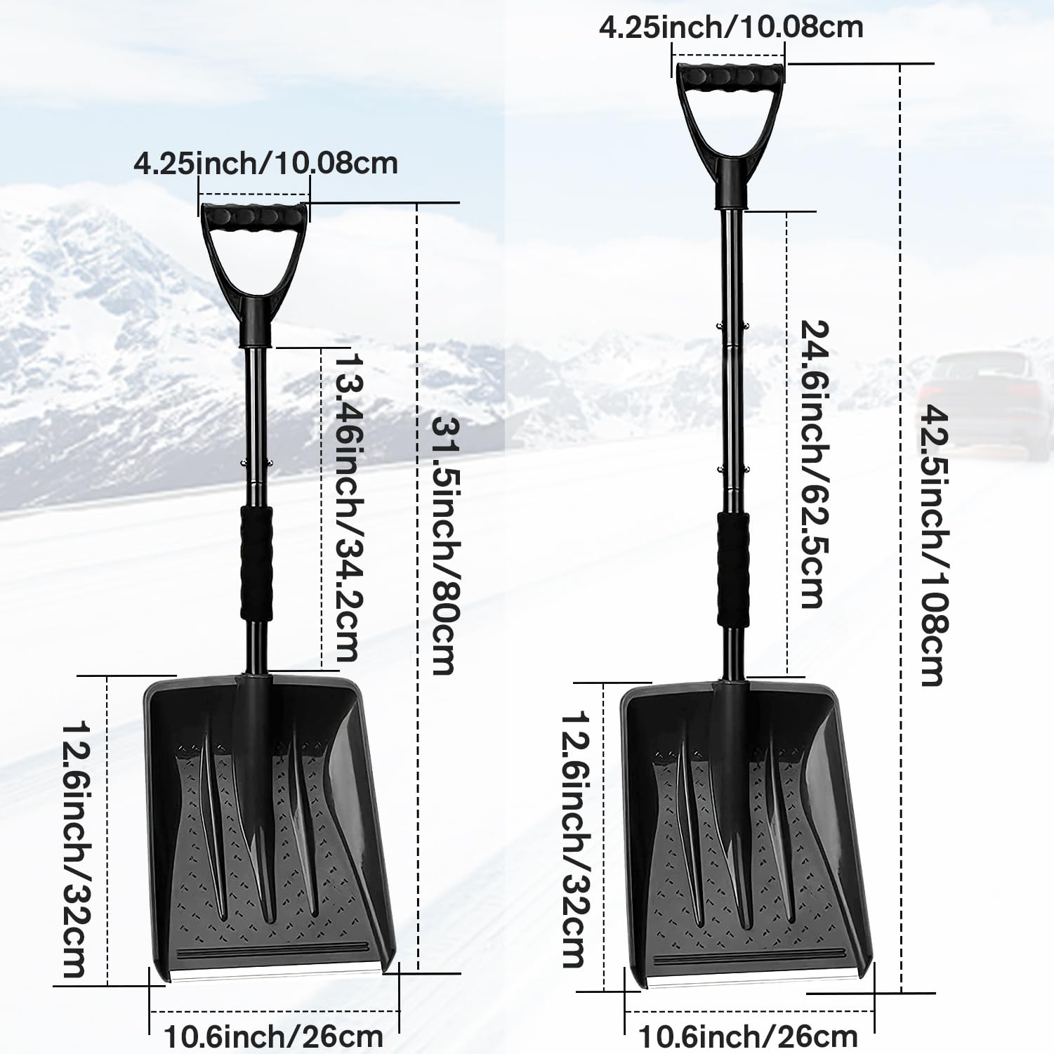 UMUACCAN disassembled three-piece shovel compact for storage and travel convenience