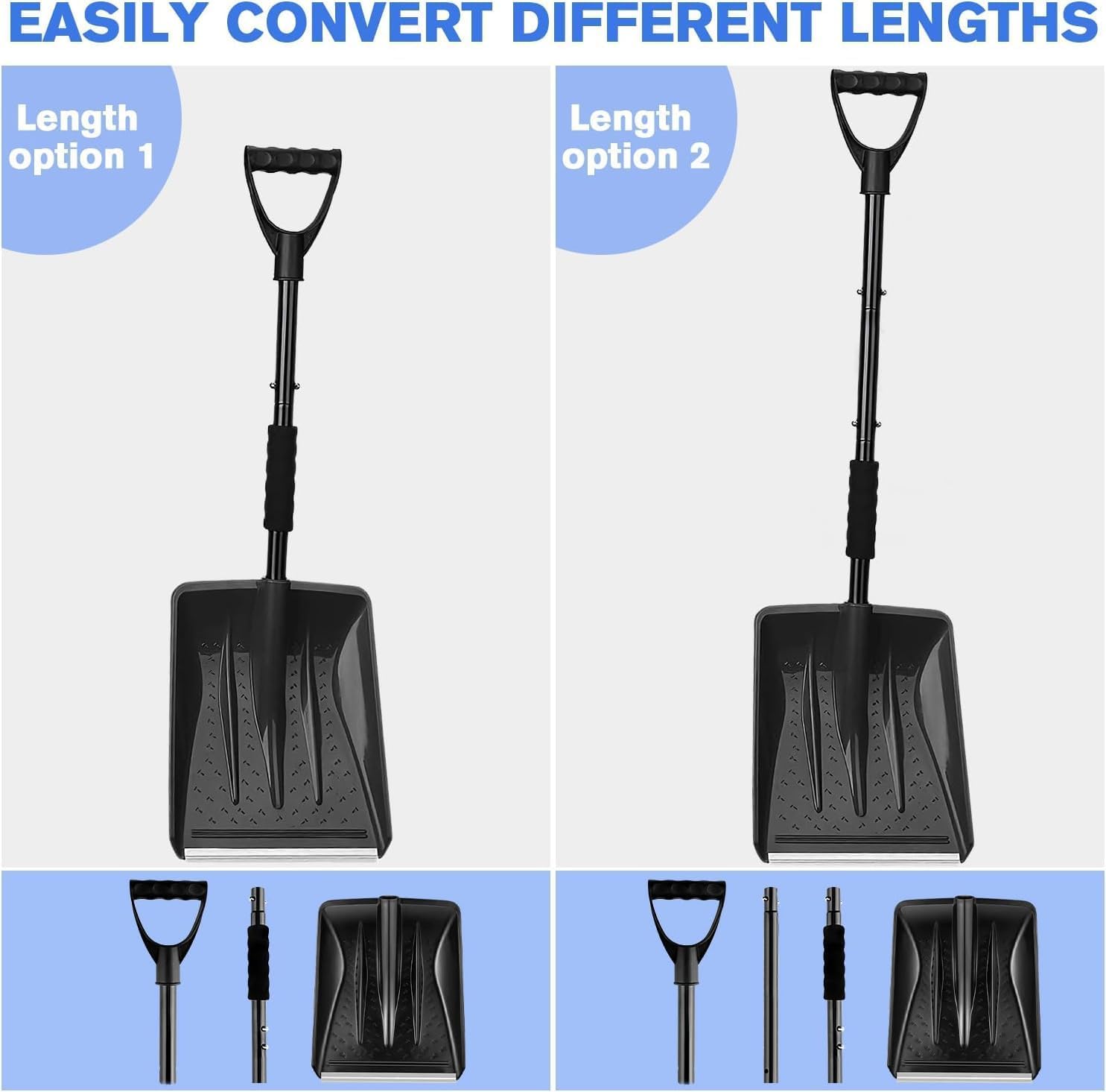 UMUACCAN shovel clearing driveway snow quickly, illustrating efficient large-capacity scoops