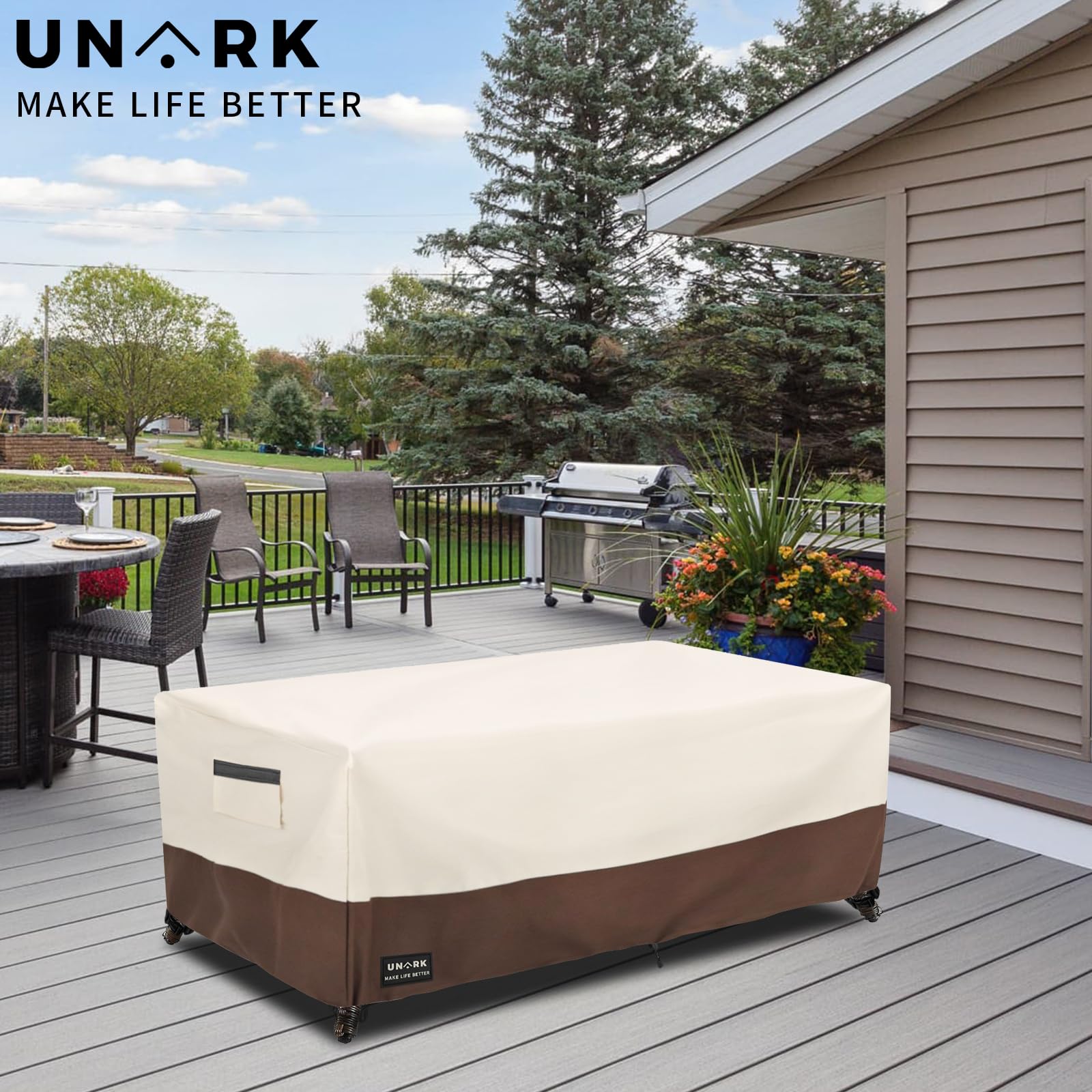 UNARK beige and brown color combo blending with neutral outdoor decor
