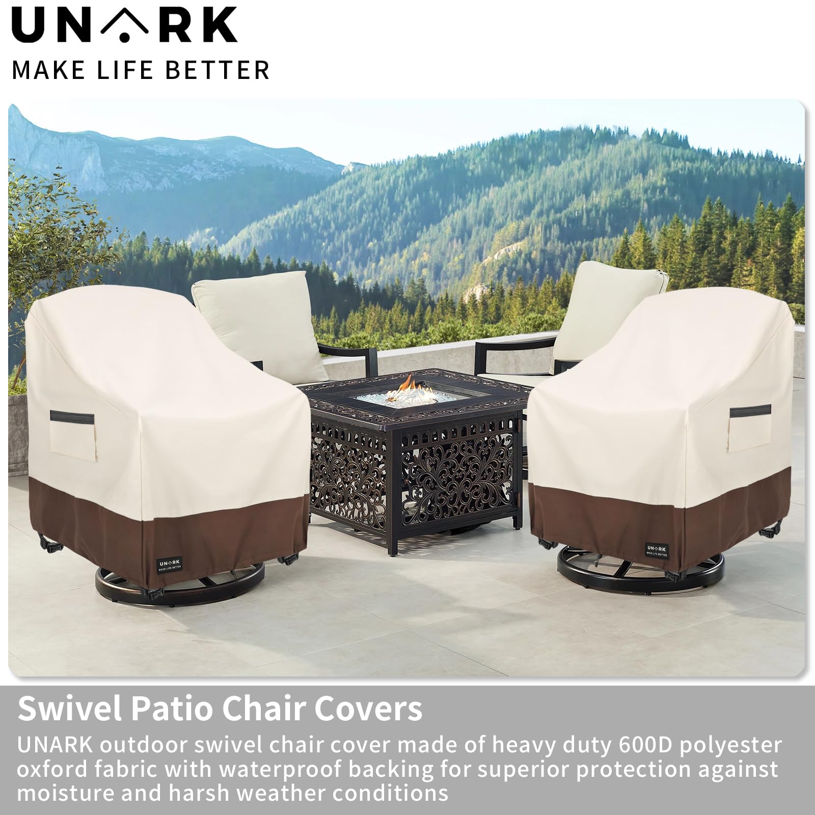 UNARK click-close strap fastener securing cover against wind