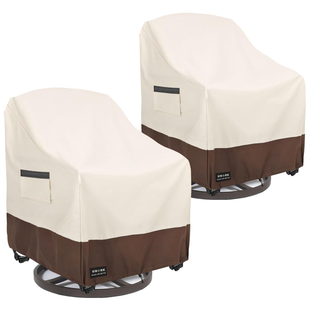 UNARK funda frontal beige protegiendo silla giratoria en patio