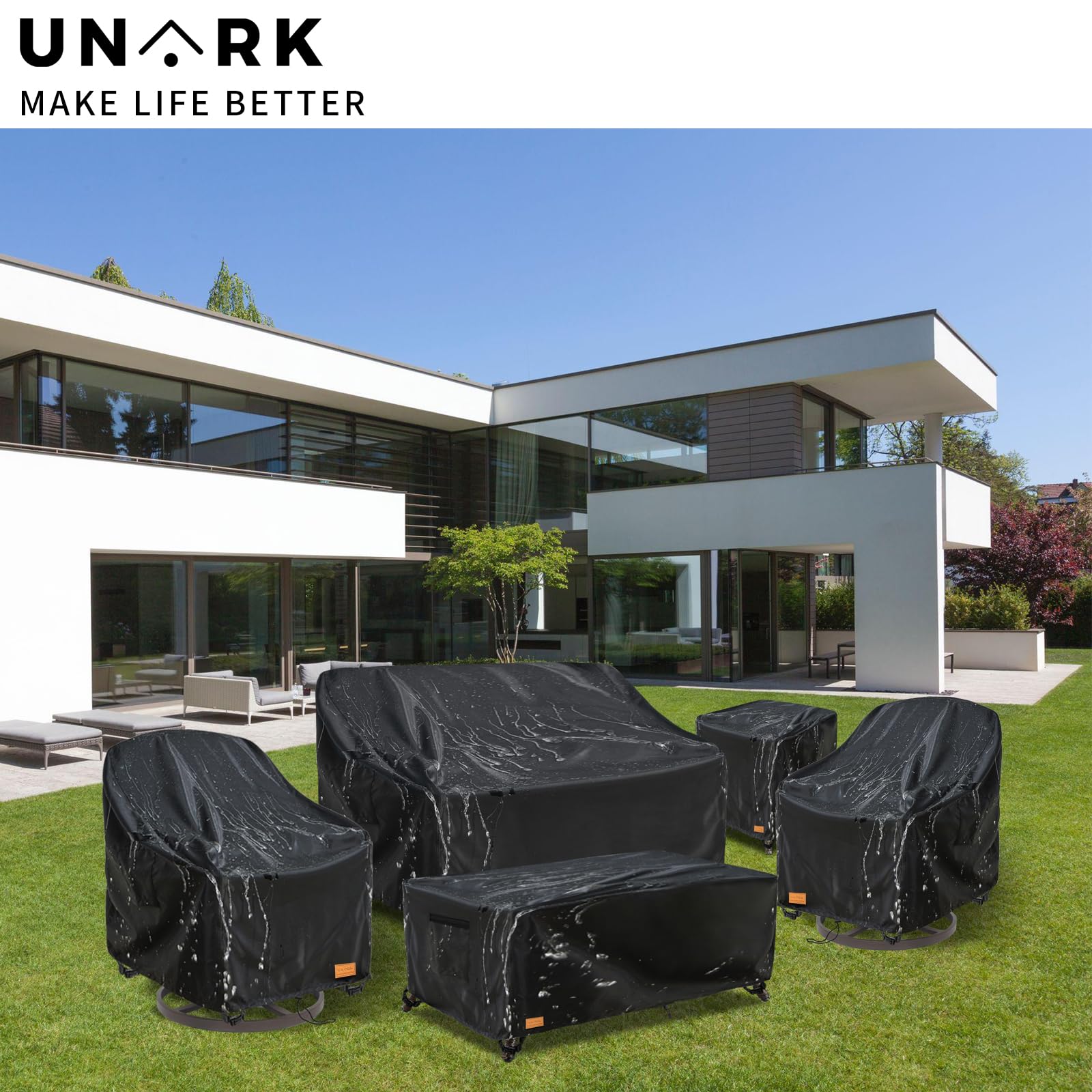 UNARK cover next to measuring tape showing 58x33x32 inch size for fit