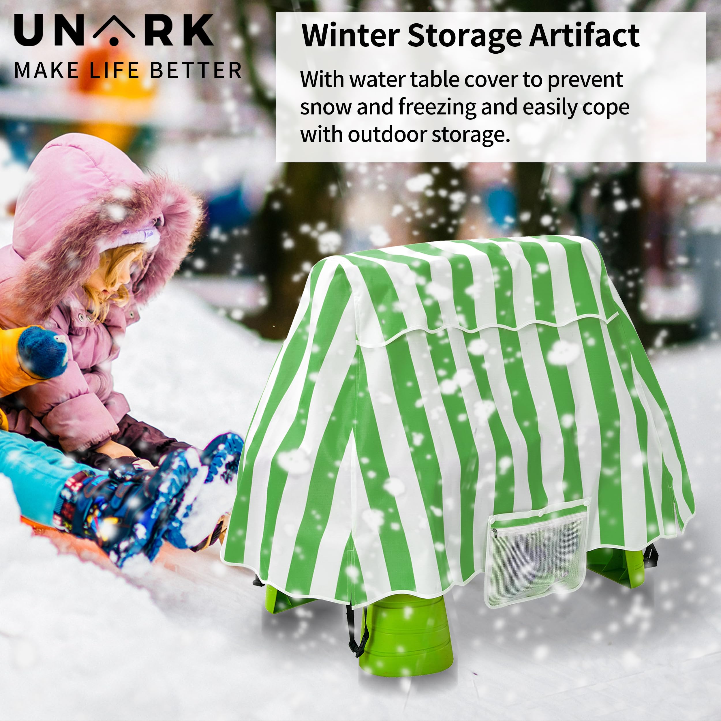 UNARK fabric close-up showing waterproof texture and easy wipe-clean