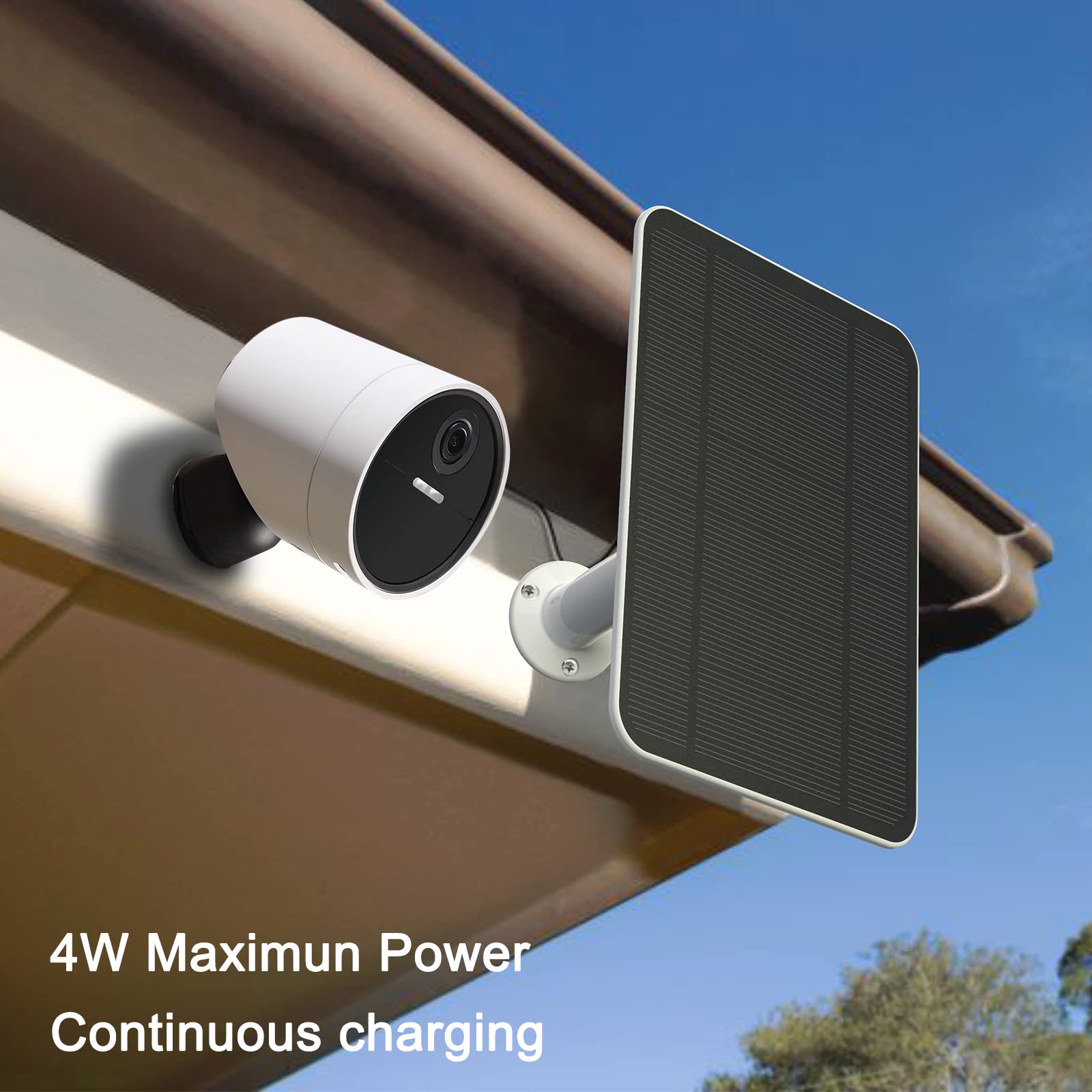 Uncle Squirre solar panel next to SimpliSafe camera showing size and easy-install benefit