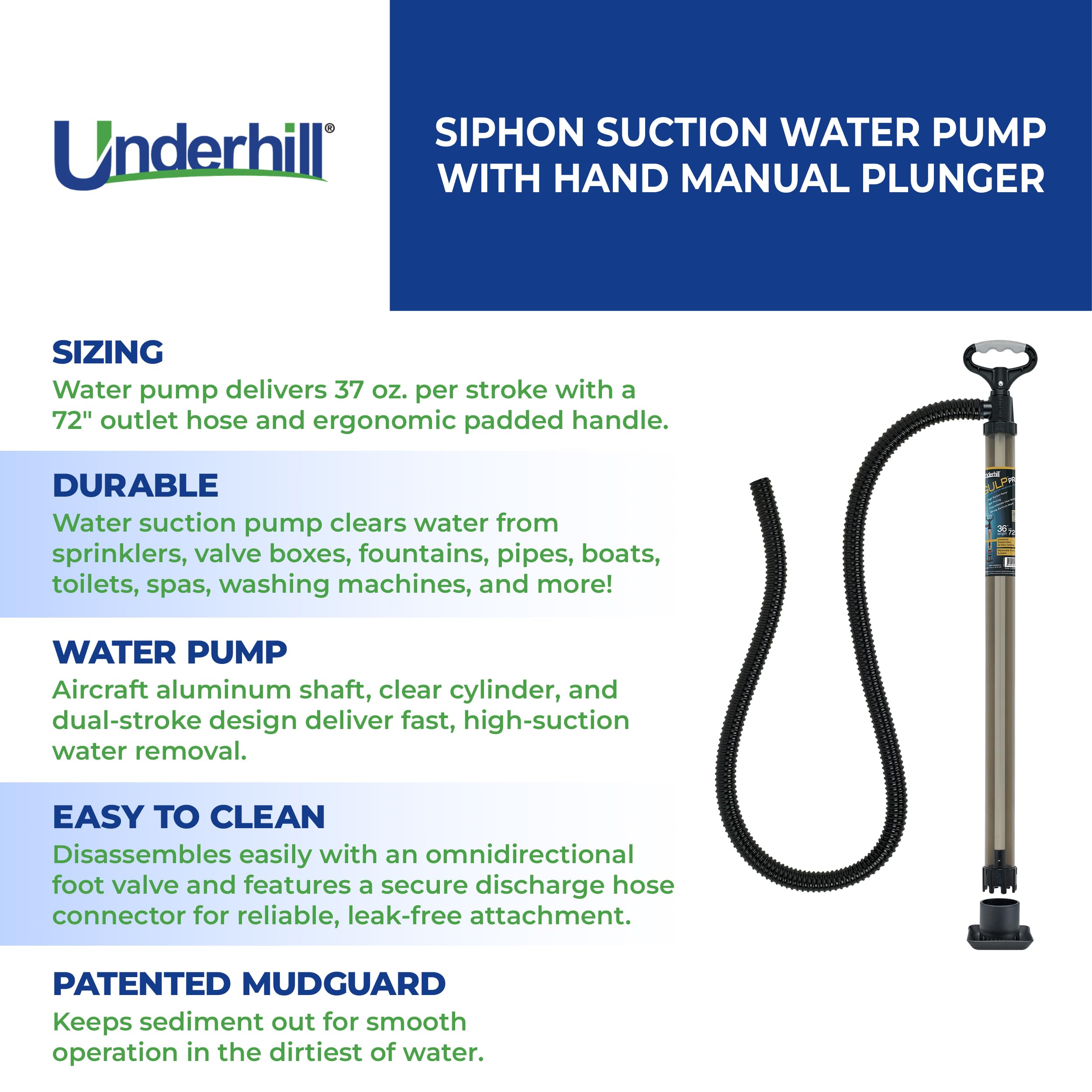 Underhill Big Gulp Pro patented MudGuard close-up protecting internal parts from sediment