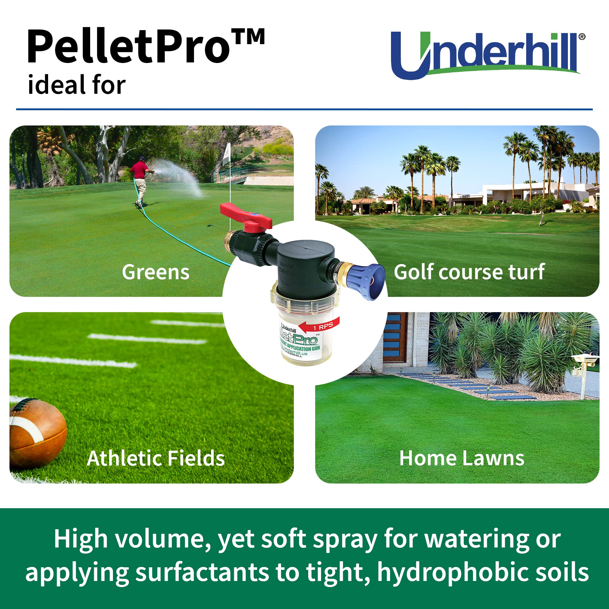 Underhill PelletPro size comparison with hand to show compact, easy-to-use design
