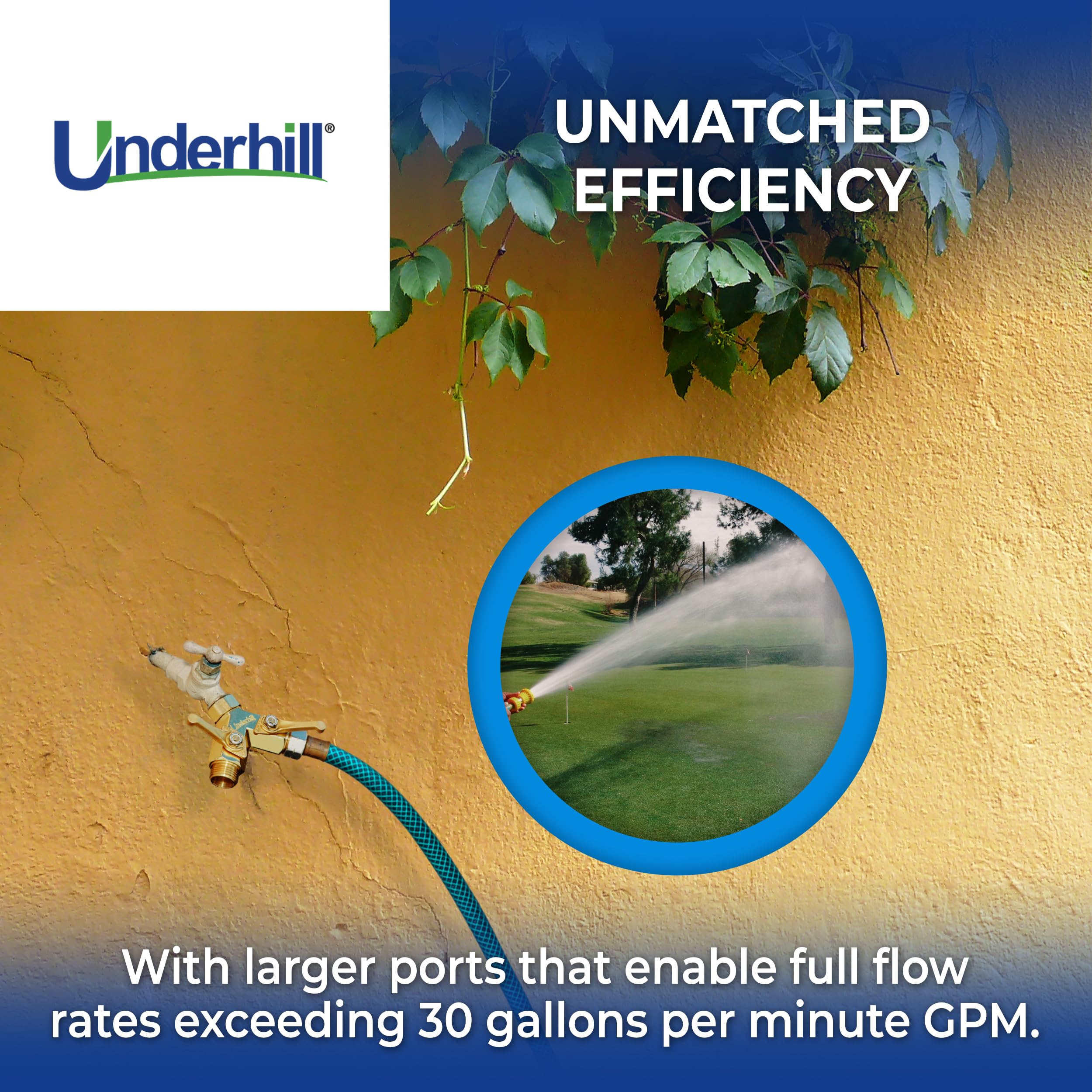 Underhill scale comparison next to a garden hose showing compact size and robust design