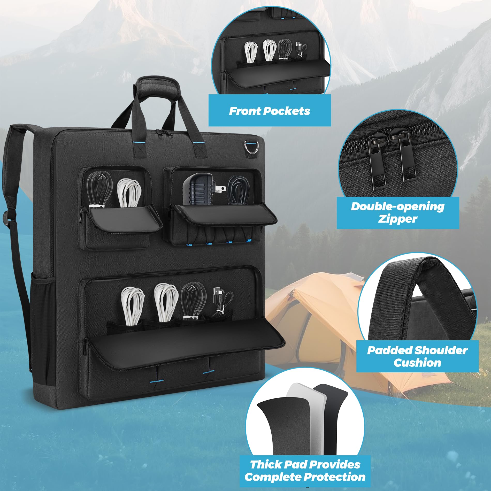 Undomip backpack-style strap demonstration giving hands-free transport benefit